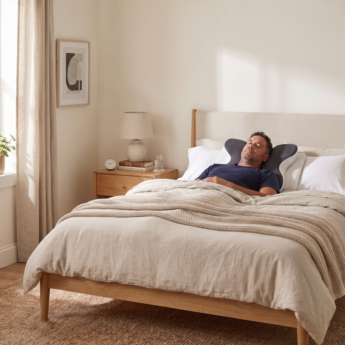 Back sleeper on the low side of the high contour pillow