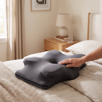 Silky knit cover of the high contour pillow