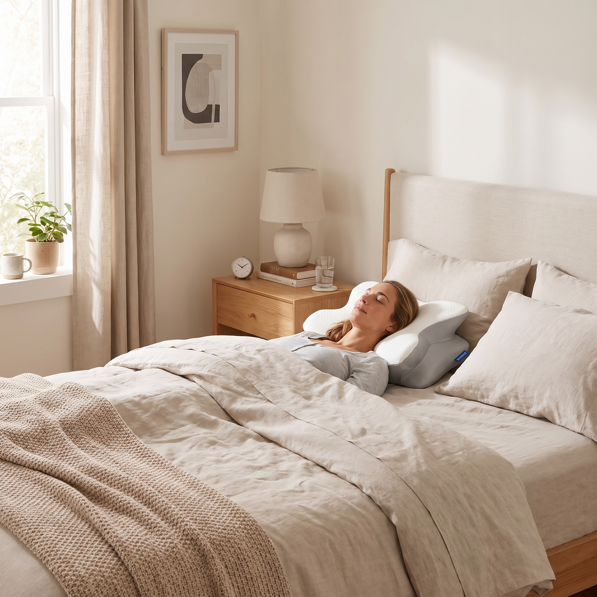 Back sleeper on the cooling contour pillow