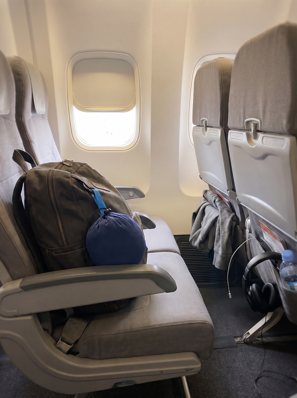 Travel pillow packed in its carry bag